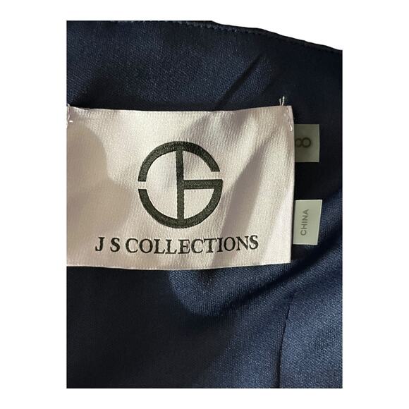 JS Collection dress Fleur beaded column gown blue size 8 - Picture 6 of 8